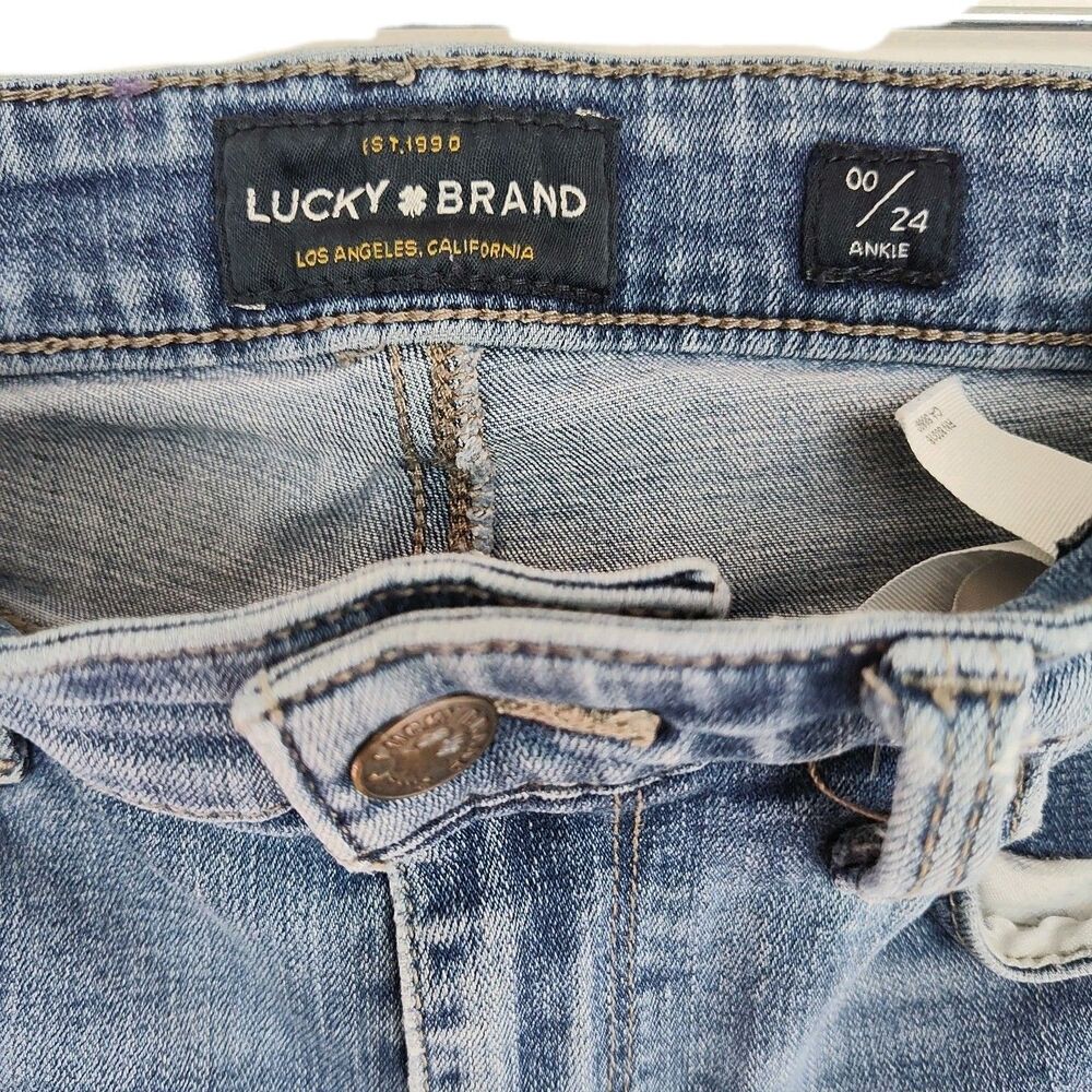 Lucky Brand Bridgette Skinny Women's Ankle Jeans, Size 00/24, Distressed, Blue - Picture 11 of 14